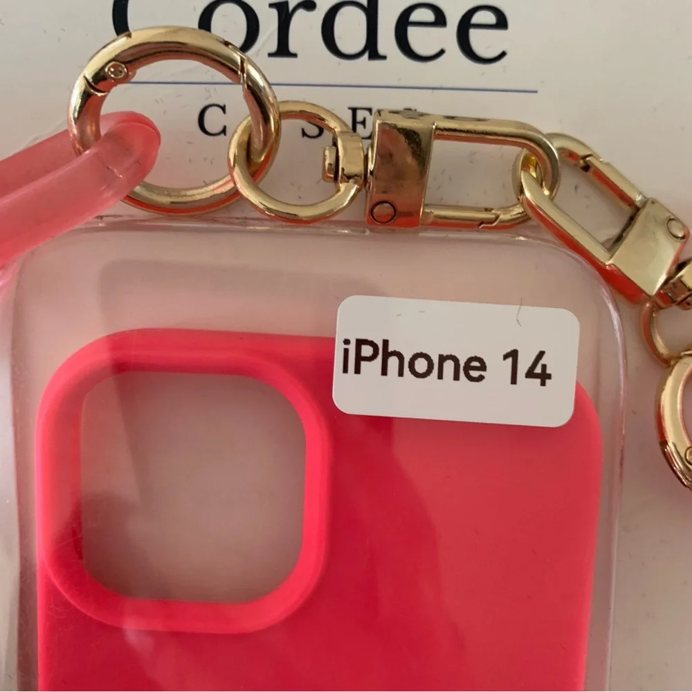 Pink Crossbody iPhone 14 Phone Case Chain link Strap